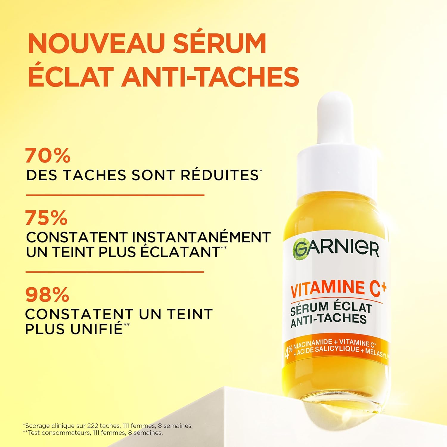 GARNIER Skin Active - Radiance Serum - Anti-Dark Spot - Face Care Enriched With 3.5-4% Niacinamide, Vitamin C & Salicylic Acid - Vegan & Cruelty Free - 30ml - Packaging May Vary